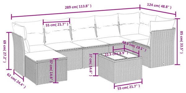 8 részes vegyes bézs polyrattan kerti ülőgarnitúra párnákkal
