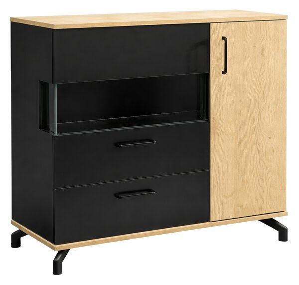 Madison MD11 komód fiókkal 90 cm - fekete / biszkit tölgy