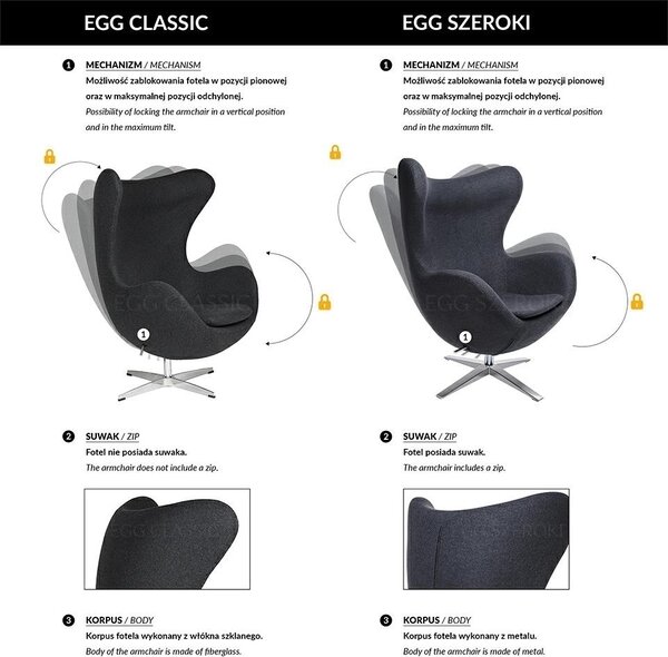Egg Classic Velvet fotel alumínium lábbal - sárga bársony