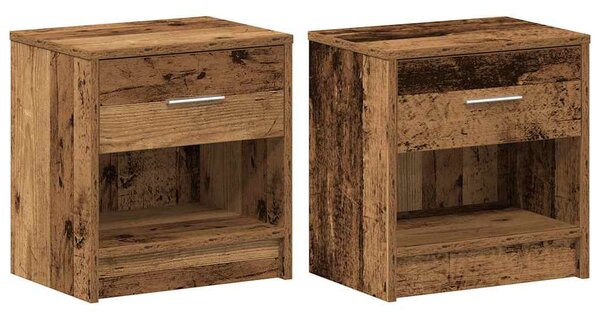 2 db antik fa színű éjjeliszekrény fiókkal 39x28x41 cm