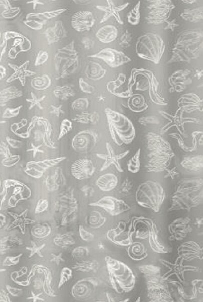 BISK Erga Peva, akasztós zuhanyfüggöny (12 db) 200x180 cm, szürke Mare mintás, ERG-08269