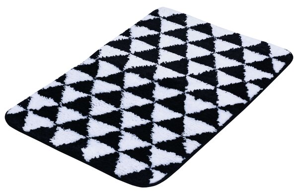 BISK Erga Plain, mikroszálas fürdőszobai szőnyeg 70x45 cm, fehér-fekete, ERG-07925