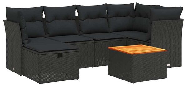 7 részes fekete polyrattan kerti ülőgarnitúra párnával