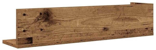 2 db antik fa színű szerelt fa fali polc 75 x 16,5 x 16,5 cm