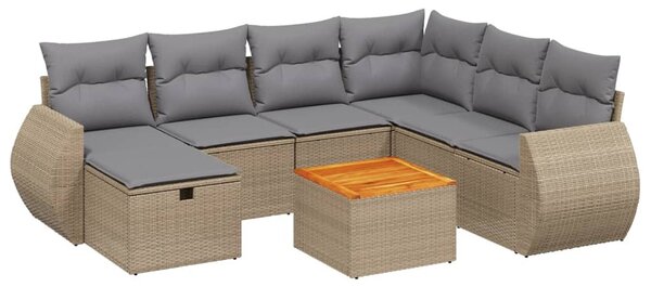 8 részes vegyes bézs polyrattan kerti ülőgarnitúra párnákkal