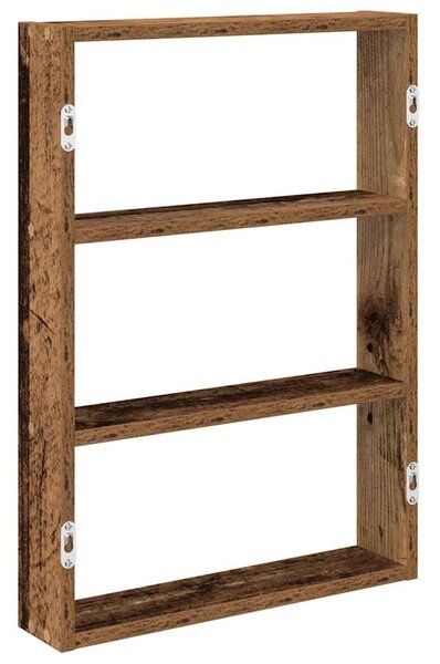 Antik fa színű szerelt fa fali polc 43 x 9 x 60 cm