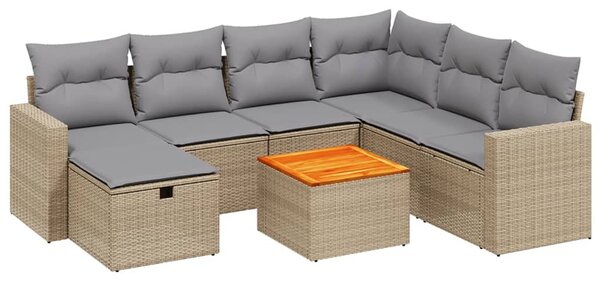 8 részes vegyes bézs polyrattan kerti ülőgarnitúra párnákkal
