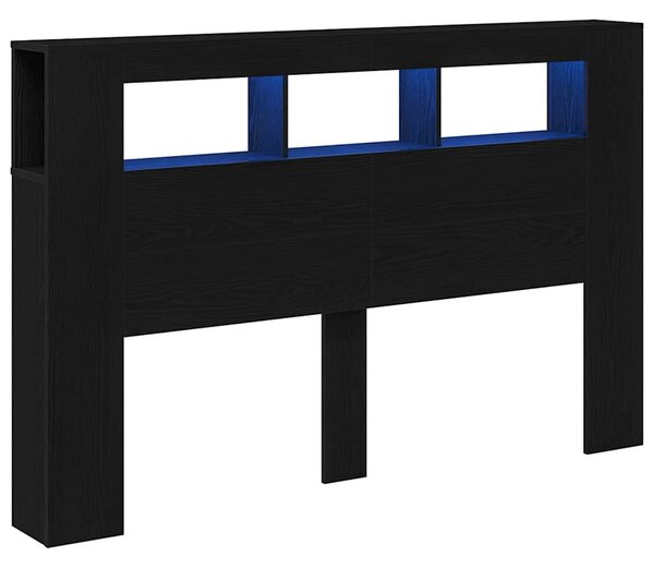 LED ágytámla Musta tammi 160 x 18,5 x 103,5 cm Faanyag