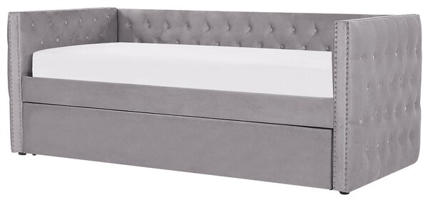 Kihúzható heverő Bársony GASSIN 90 x 200 cm Szürke