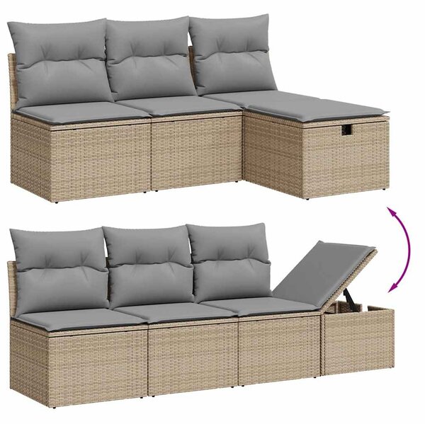 8 részes vegyes bézs polyrattan kerti ülőgarnitúra párnákkal