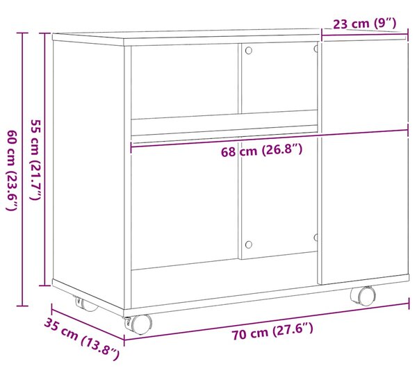 Fekete tölgyfa kisasztal 70 x 35 x 60 cm