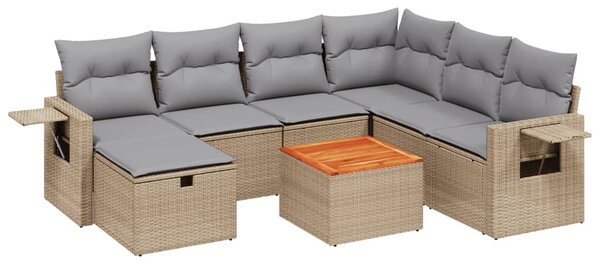 8 részes vegyes bézs polyrattan kerti ülőgarnitúra párnákkal