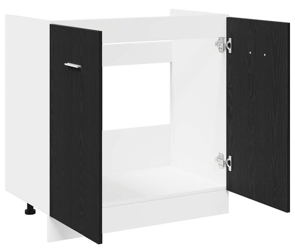 Fekete tölgyfa mosogató alsó szekrény 80 x 46 x 81,5 cm