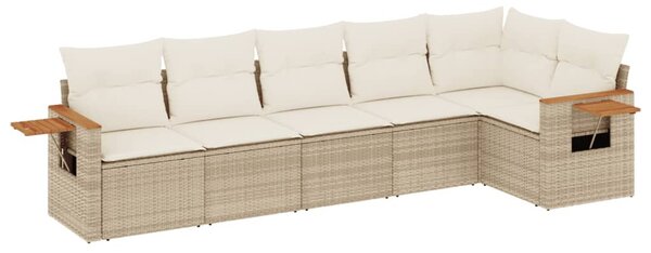 6 részes bézs polyrattan kerti ülőgarnitúra párnával