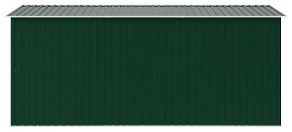 Zöld fém kerti fészer 257 x 392 x 181 cm