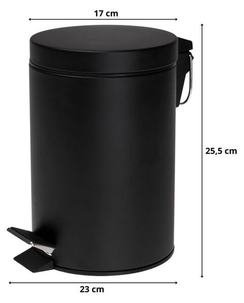 Erga Labi, kerek szemeteskuka 3l állóra, Soft-Close záródás, fekete matt, ERG-YKA-CH.LABI-SC-BLK