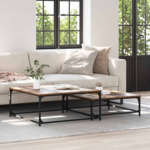 Fészkelt Kávézó Asztal 2 pcs Régi fa 80 x 8035 x cm Faanyag