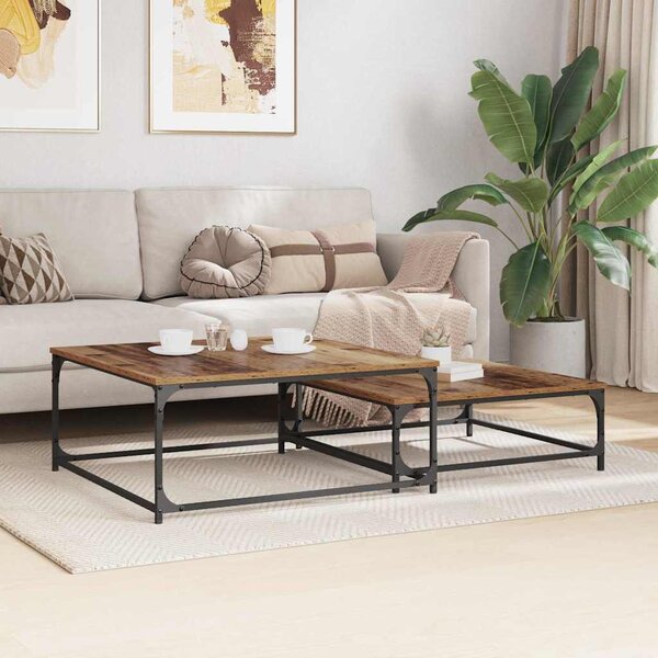 Fészkelt Kávézó Asztal 2 pcs Régi fa 80 x 8035 x cm Faanyag