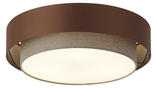 Modern mennyezeti lámpa sötét bronz színben, taupe színnel 50 cm 3-lámpás - Drum Duo
