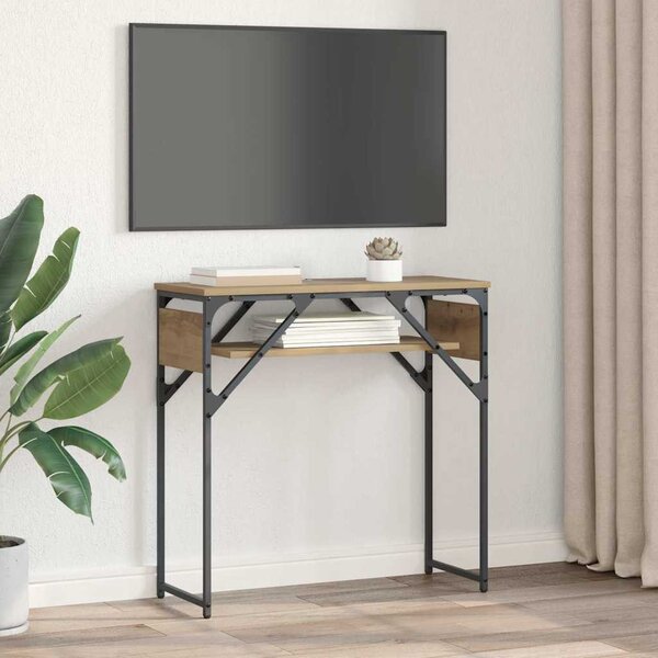 Konzolasztal kézműves tölgy 75x30x75cm Faanyag