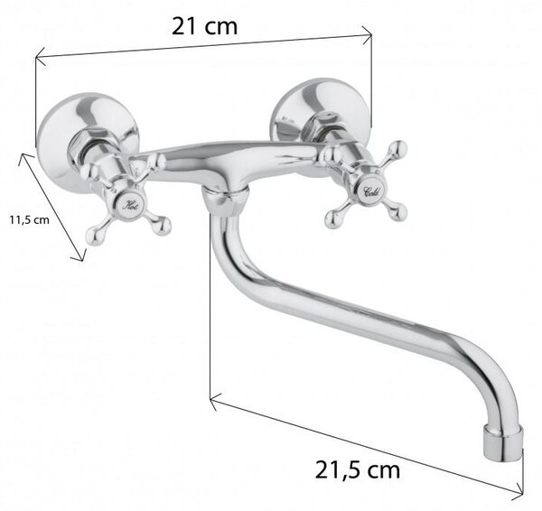 Erga Rapa, falra szerelhető mosogató csaptelep 150mm, króm, ERG-YKA-BZ.RAPA-CHR
