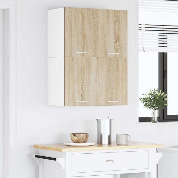Függő szekrény Riga 2 pcs Sonoma tölgy és fehér 60 x 31 x 40 cm