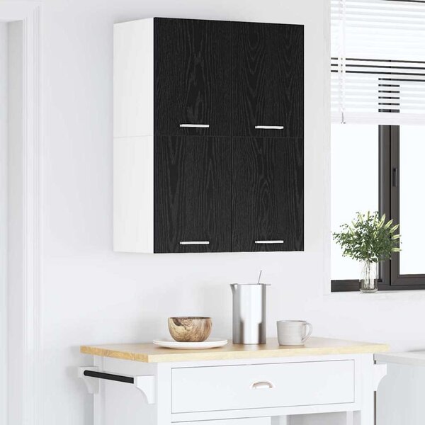 Függő szekrény Riga 2 pcs Fekete tölgy és fehér 60 x 31 x 40 cm