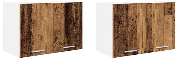 Függő szekrény Riga 2 pcs Régi fa és fehér 60 x 31 x 40 cm