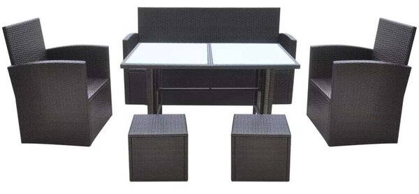 VidaXL Polyrattan Étkezőgarnitúra - 6 részes - Barna