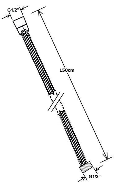Sapho Sapho, POWERFLEX fém zuhanycső, 150cm, fekete matt, FLEX150B