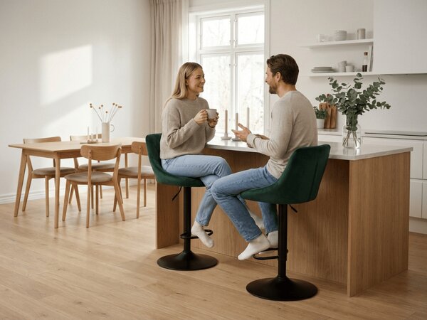 Akció Zöld bárszék VELVET KAST fekete lábbal II. osztály
