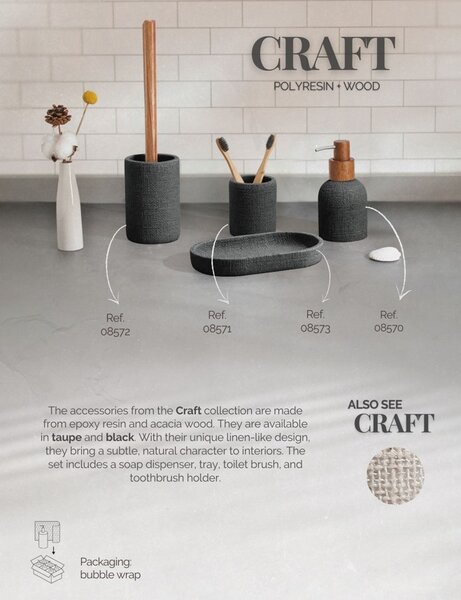 BISK Erga Craft, álló WC kefe, fekete matt, ERG-08572