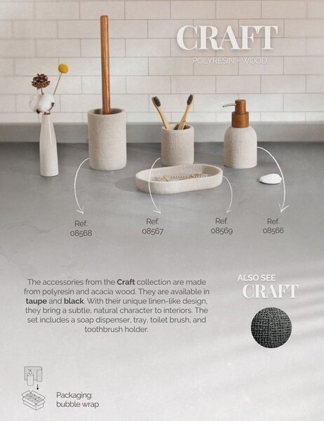 BISK Erga Craft, álló WC kefe, taupe, ERG-08568