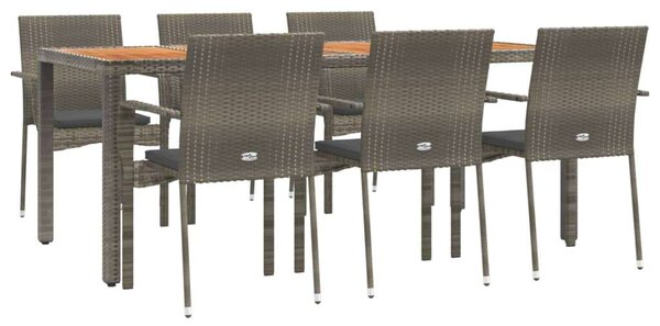 Polyrattan Kerti Étkezőgarnitúra - 7 részes - Szürke