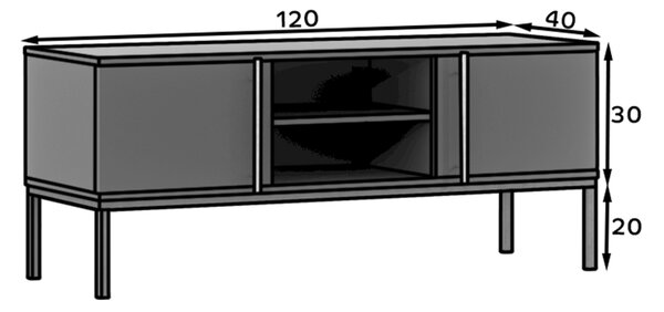 TV állvány LANZZI 120x40 cm, fekete