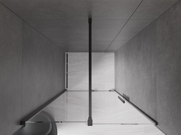 Mexen Velar, nyitható tolóajtó 80x200 cm, 8mm átlátszó üveg, fekete matt, 871-080-000-01-70