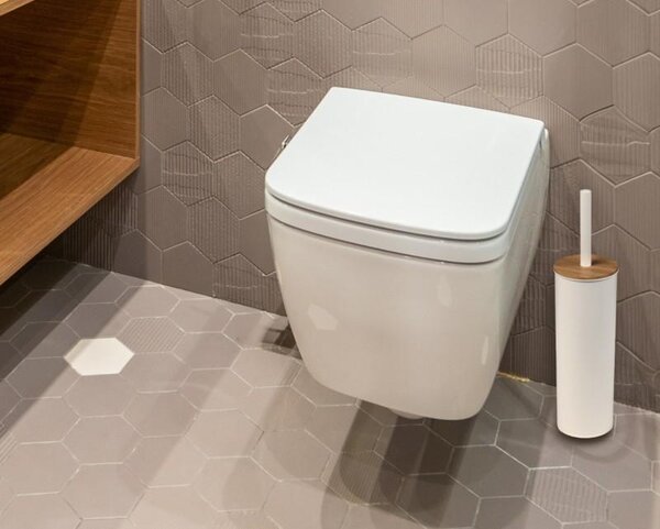 Erga Tango, álló WC kefe 9x9x38 cm, fehér-barna, ERG-YKA-P.TANGO-WHT