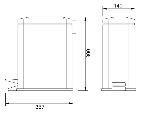 Aqualine Aqualine, SIMPLE LINE szemétgyűjtő téglalap alakú 5 l, rozsdamentes fényes, GAQ005