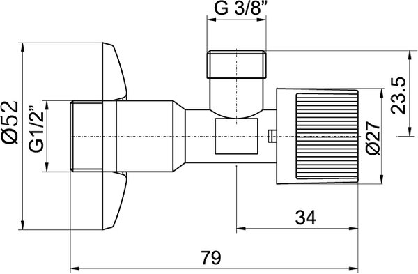 Novaservis, Sarokszelep szűrő nélkül 1/2"x3/8", EZ1238K