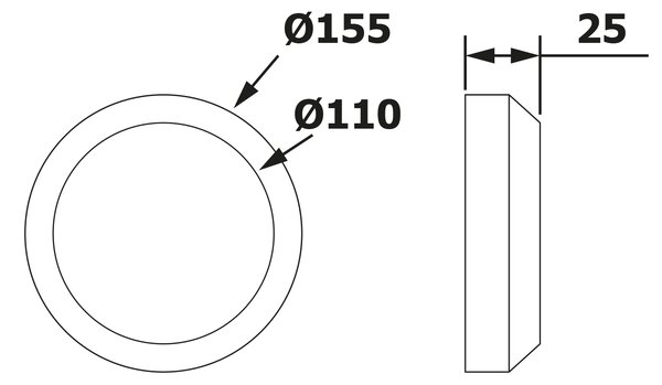 Bruckner Bruckner, Rosette WC csatlakozáshoz 110mm, magasság 25mm, 159.315.0