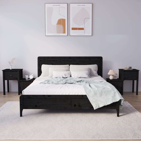 VIDAXL - Fekete Fenyőfa Éjjeliszekrény Szett - 2 Darab - 79,5x38x65,5 cm