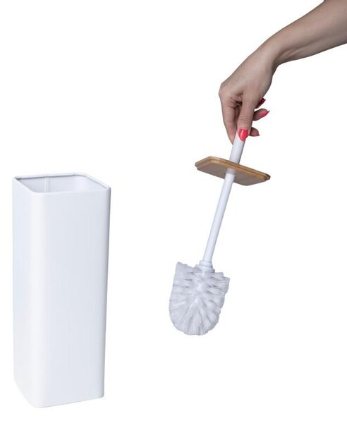 Erga Fonti, szabadon álló WC kefe, fehér/bambusz, ERG-YKA-P.FONTI-WHT