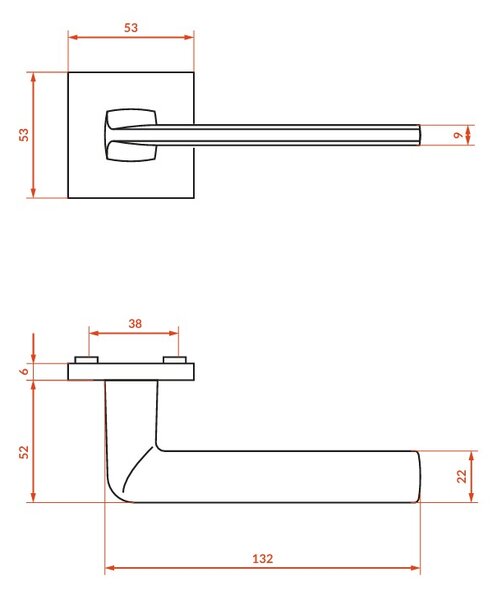 Kuchinox Zambia, kilincs, grafit, LAV-KAB_500A