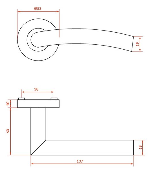 Kuchinox Faro, kilincs, csiszolt acél, LAV-KGF_200A