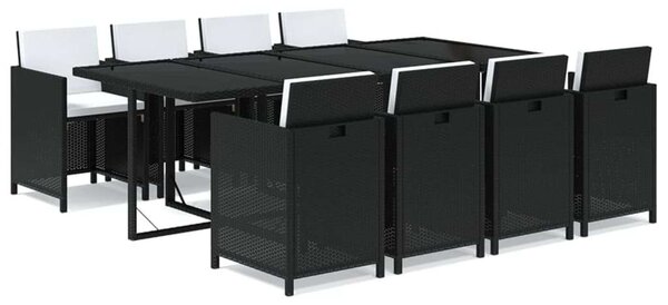 Polyrattan Kerti Étkezőgarnitúra - 9 részes - Fekete