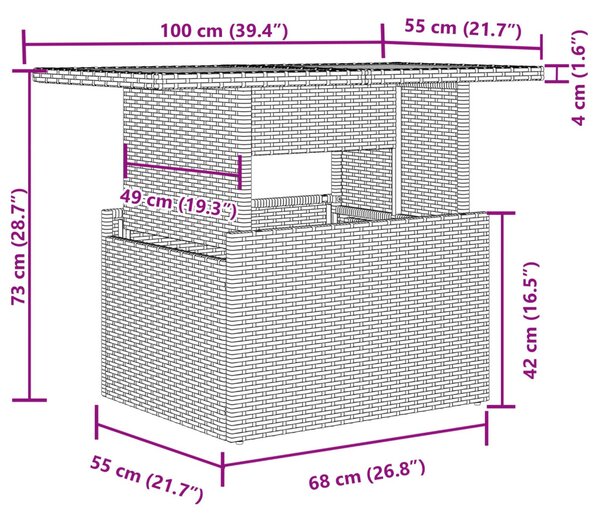 Kerti Kanapé Szett párnával 9 pcs Világosszürke Poly Rattan