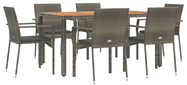 Polyrattan Kerti Étkezőgarnitúra - 7 részes - Szürke
