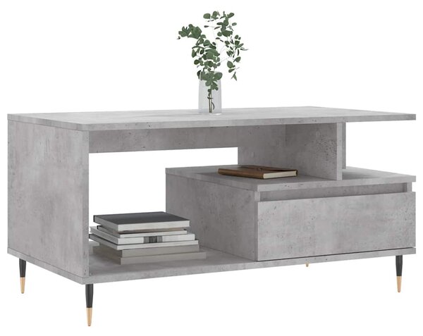 Betonszürke szerelt fa dohányzóasztal 90x49x45 cm