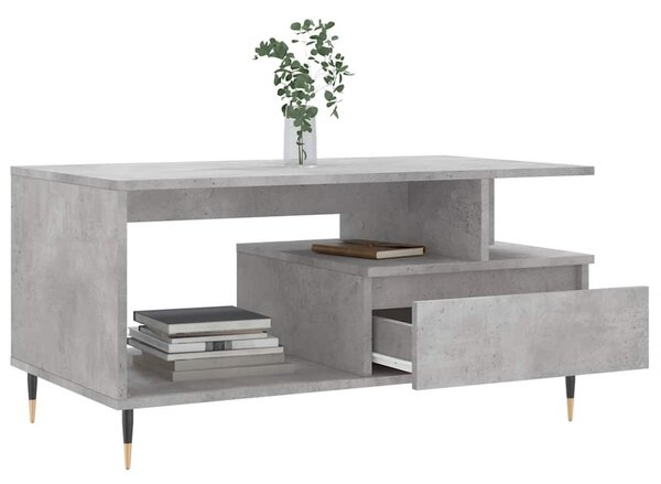 Betonszürke szerelt fa dohányzóasztal 90x49x45 cm
