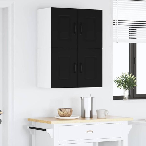 Fali konyhaszekrény polcokkal Fekete 60 x 31 x 40 cm Faanyag